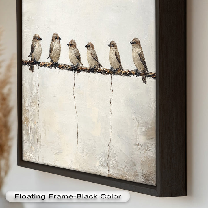 Six Birds in Stillness – Animal Oil Painting