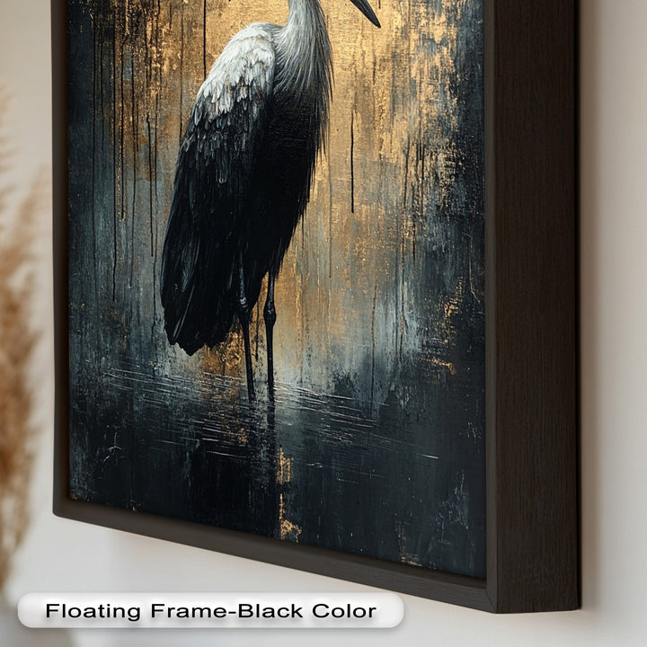 Golden Shadow Heron – Animal Oil Painting