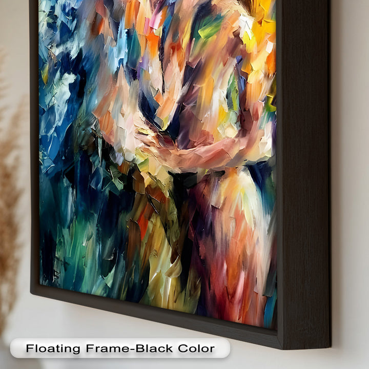 Ethereal Embrace – Abstract Lovers in a Burst of Color Oil Painting