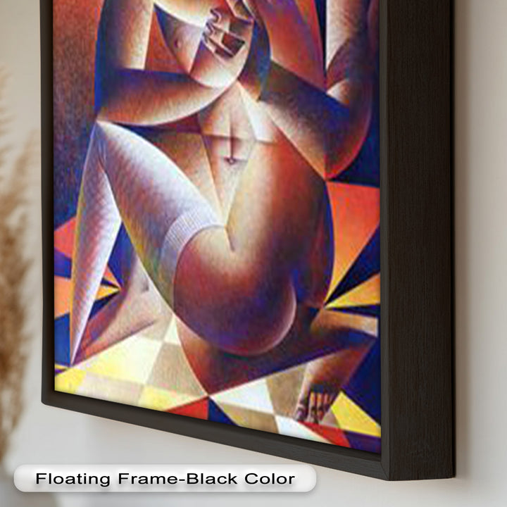 Entwined Forms – Abstract Lovers in Geometric Harmony Picasso Oil Painting