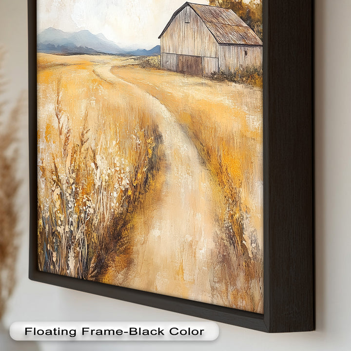 Country Wall Art - Golden Field Barn Landschaftsölgemälde