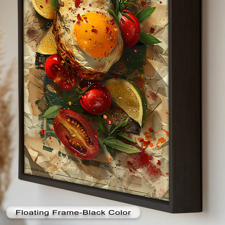 Spiegelei und Brathähnchen mit Kräutern - Food Painting