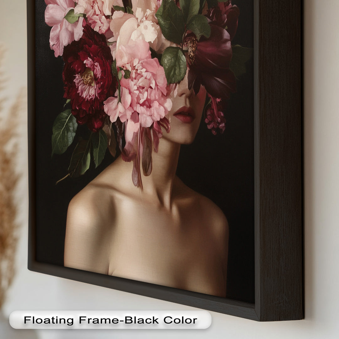Blossom Veil – Romantic Floral Portrait Oil Painting