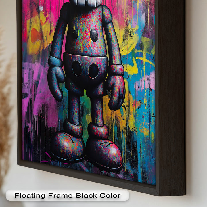 Neon Skull Companion – Mehrfarbiges KAWS-Ölgemälde