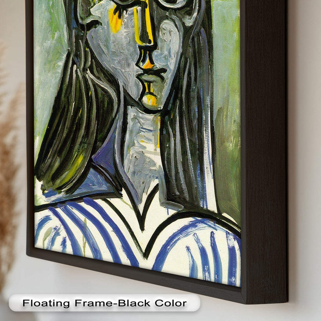 Striped Muse in Pink Hat – Picasso Oil Painting