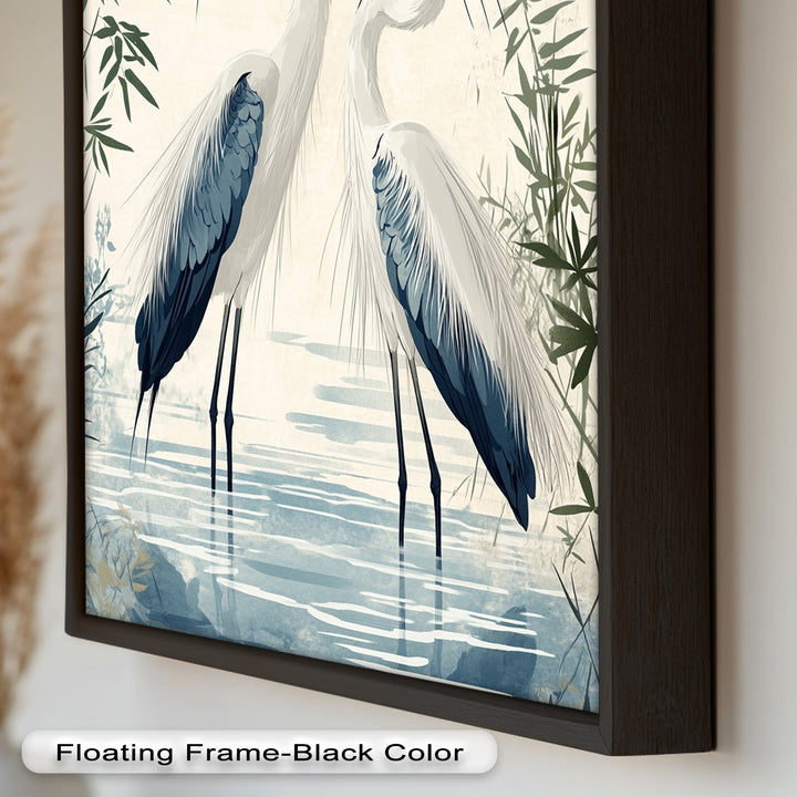 Twin Herons in Harmony – Bird Oil Painting