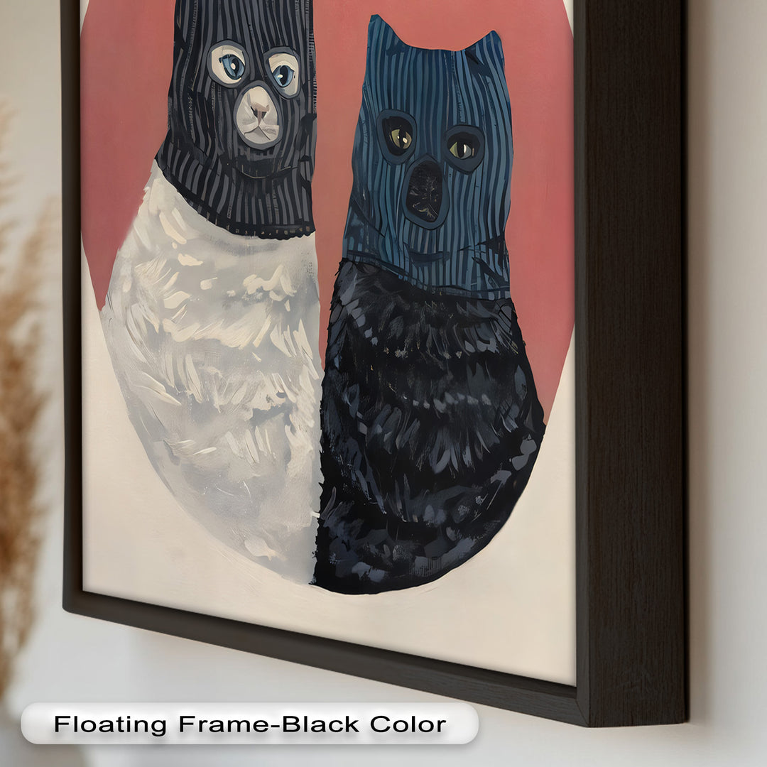 Masked Companions – Contemporary Cat Oil Painting