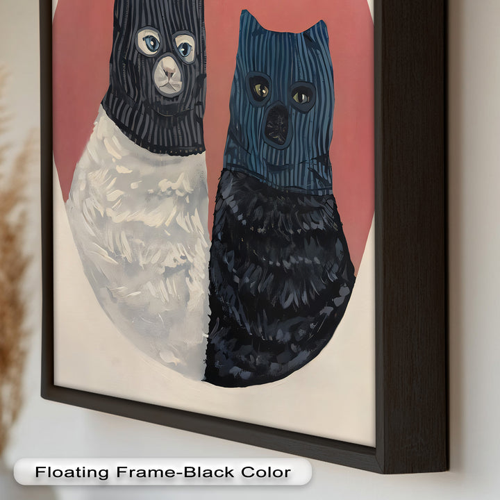 Masked Companions – Contemporary Cat Oil Painting