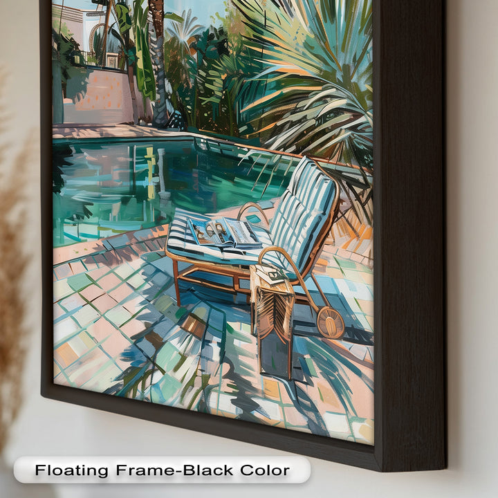 Poolside Palm Tree Escape – Tropical Oil Painting