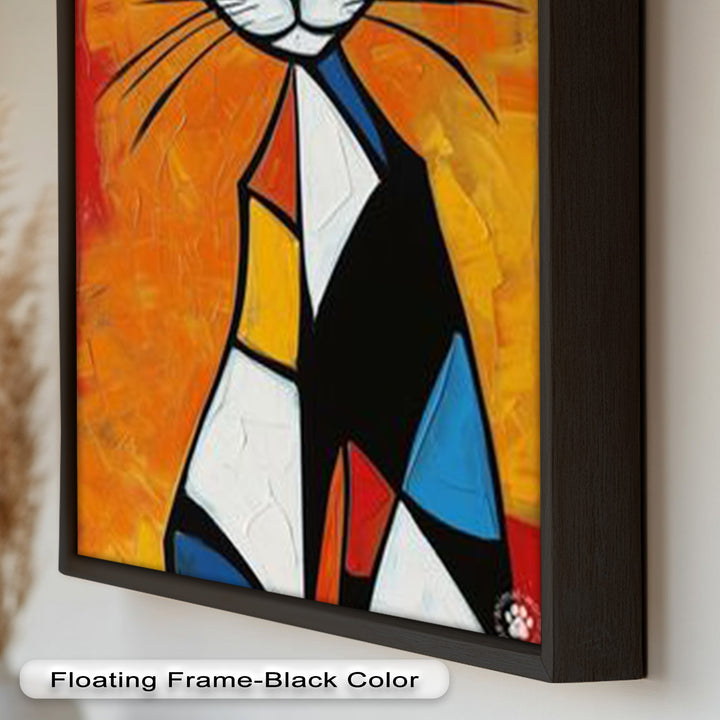 Geometrische Katze in kräftigen Farben – Picasso-Ölgemälde