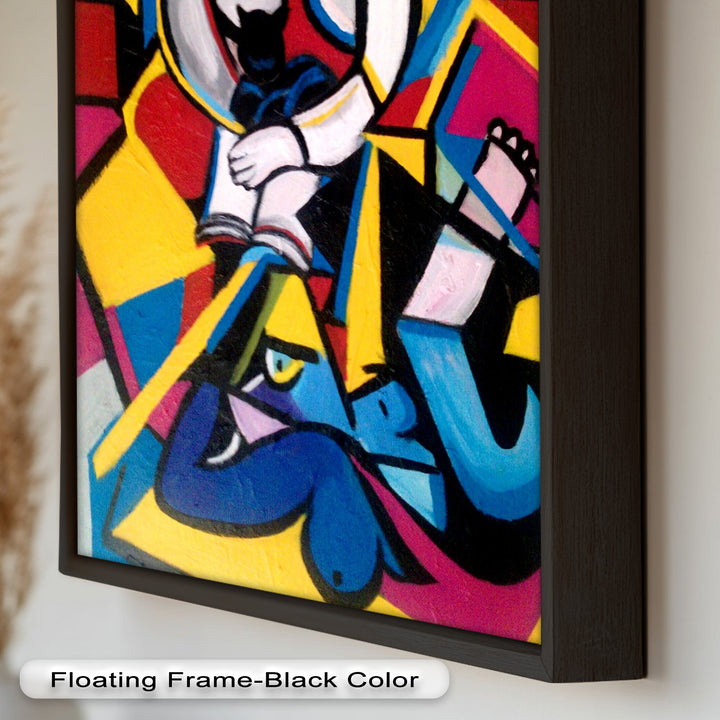 Cubist Woman with Cat Wall Art – Abstract Oil Painting