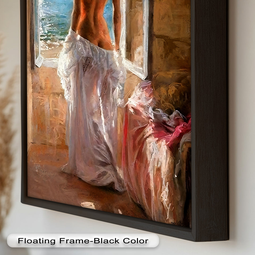 Whispers of the Sea – Romantic Woman by the Ocean Nude Oil Painting