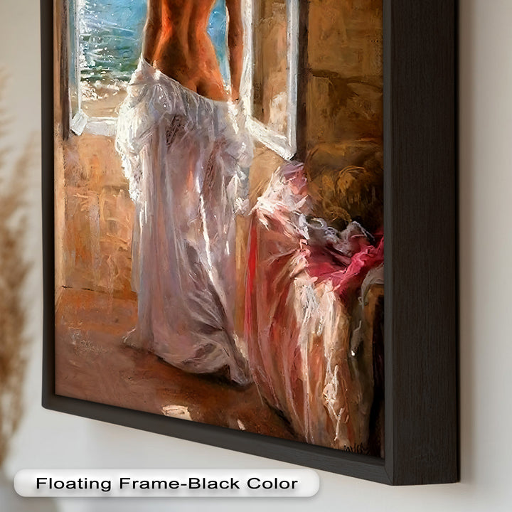 Whispers of the Sea – Romantic Woman by the Ocean Nude Oil Painting