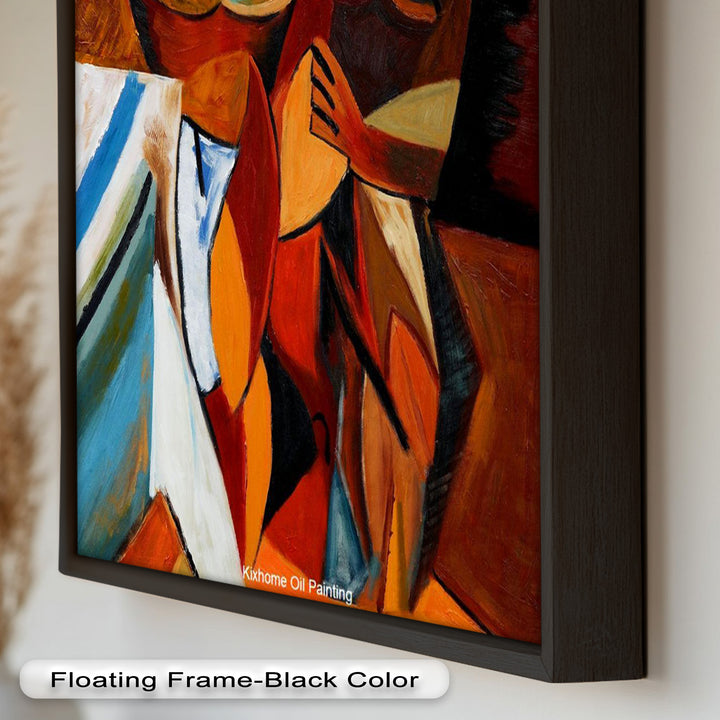 Abstract Embrace Wall Art – Cubist Oil Painting