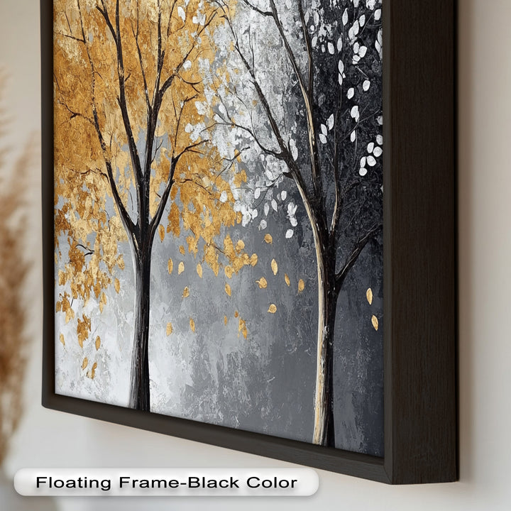 Flüstern von Herbst und Winter – Ölgemälde mit zwei Baumblumen