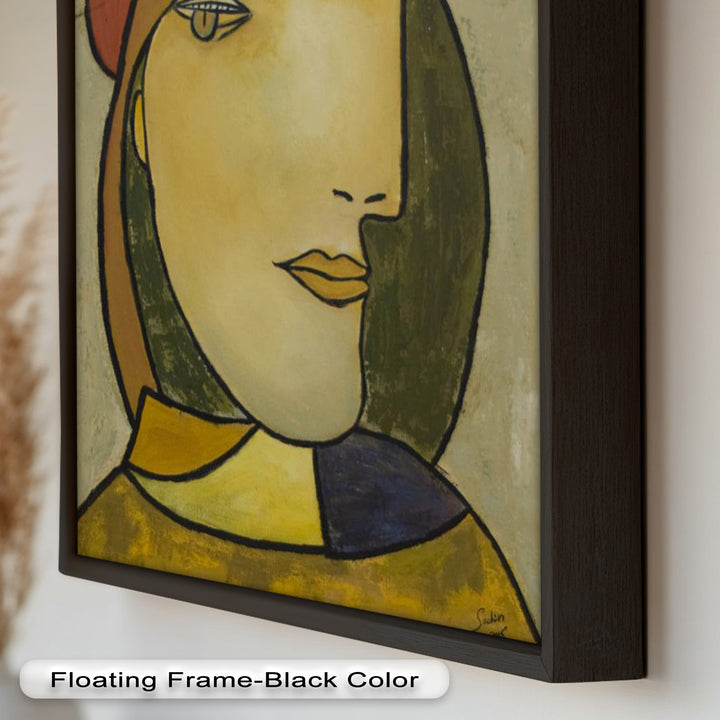 Melancholy in Red Hat – Minimalist Portrait Picasso Oil Painting