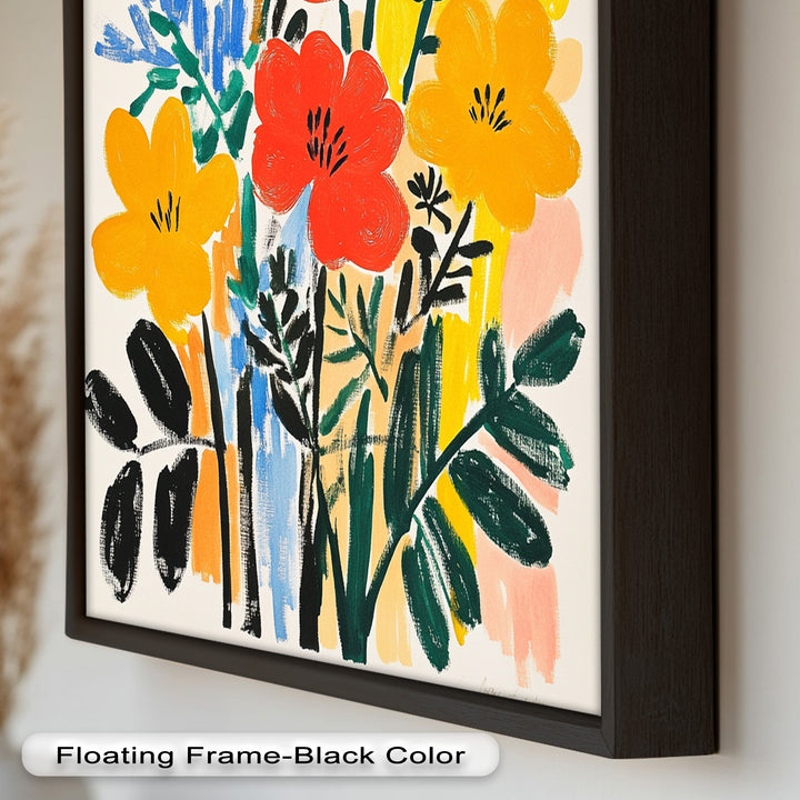 Fröhlicher wilder Garten – Fauvistisches Boho-Blumen-Ölgemälde