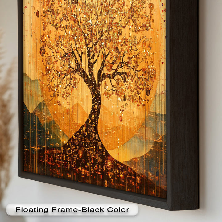 Tree of Light – Radiant Abstract Golden Tree Oil Painting