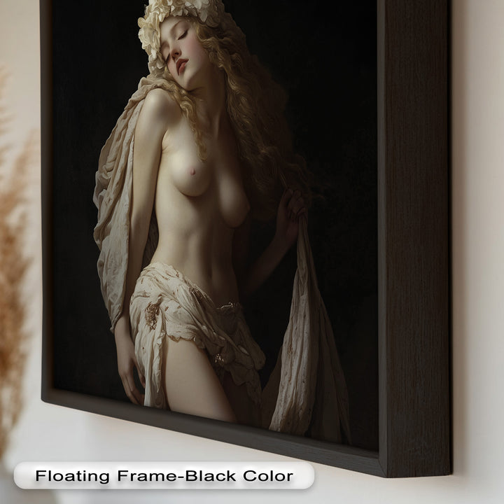 Moonlit Reverie – Classical Nude with Floral Crown Oil Painting