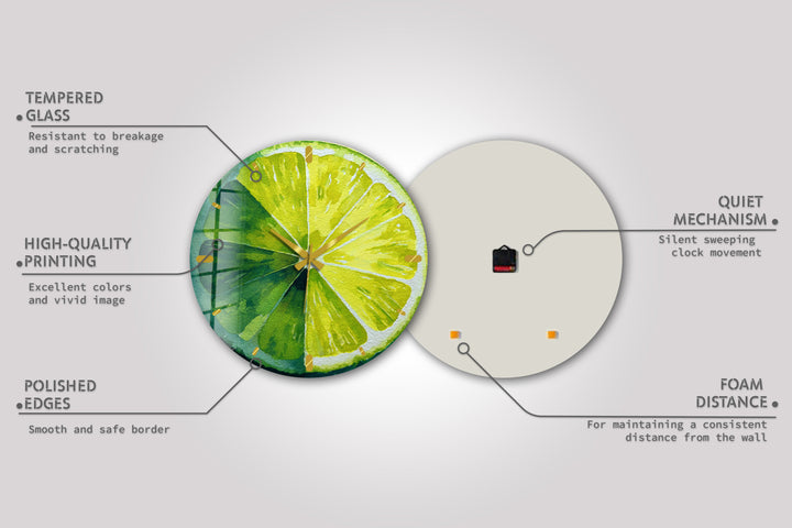 Limettenscheiben-Wanduhr aus Glas – Küchendekoration mit frischen Zitrusfrüchten