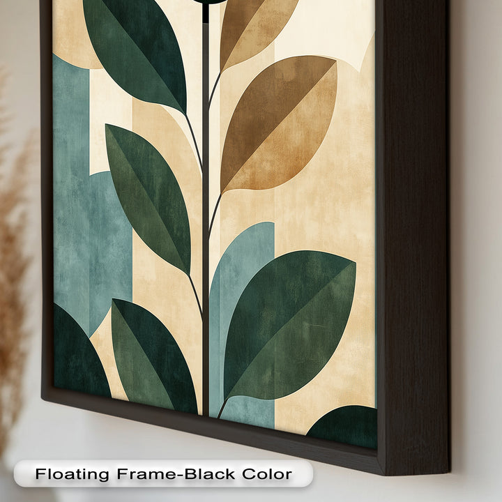 Geometric Botanical – Mid-Century Modern Leaf Oil Painting