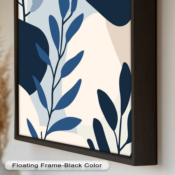 Indigo Serenity – Minimalist Botanical Oil Painting