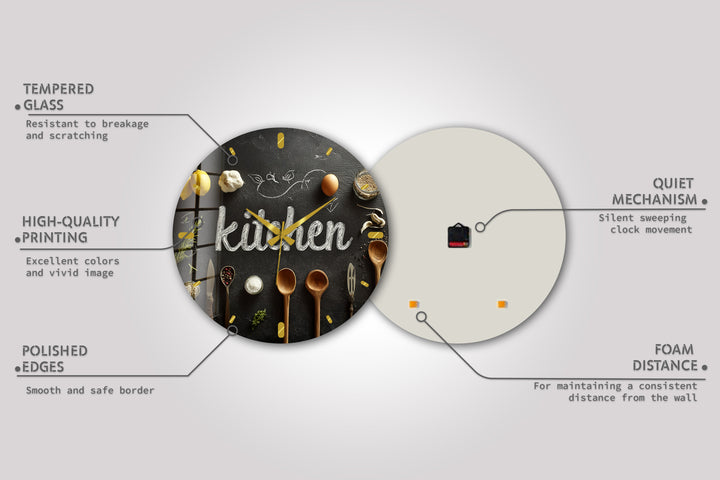 Rustic Kitchen Glass Wall Clock – Farmhouse Chalkboard Decor