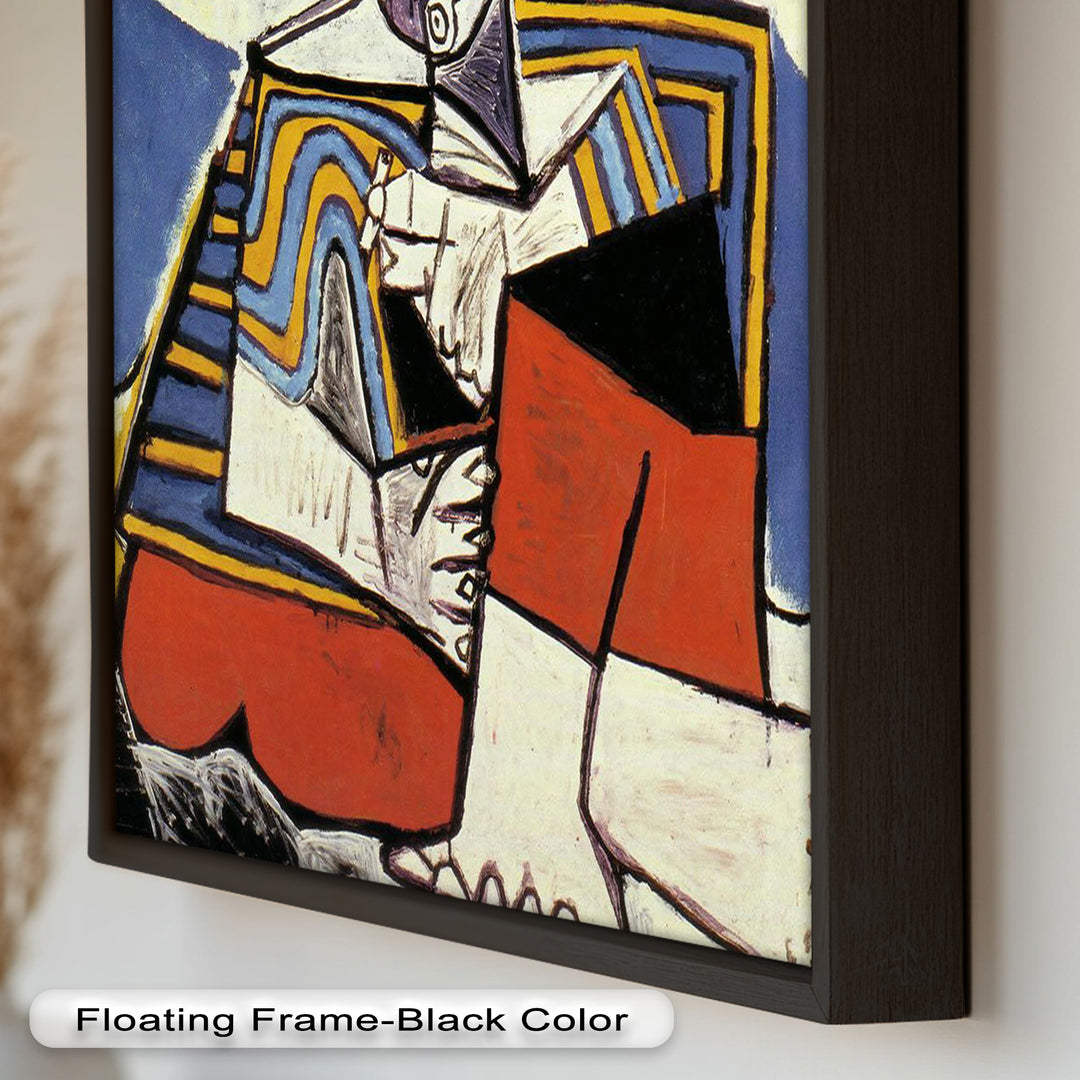 Geometric Man in Red Hat Wall Art – Cubist Oil Painting