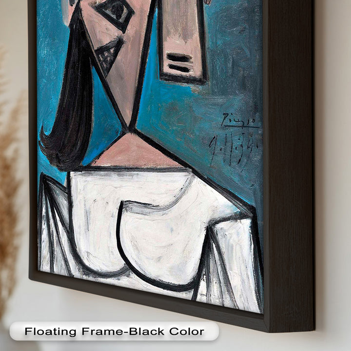 Angular Expression – Cubist Woman in White Dress Picasso Oil Painting