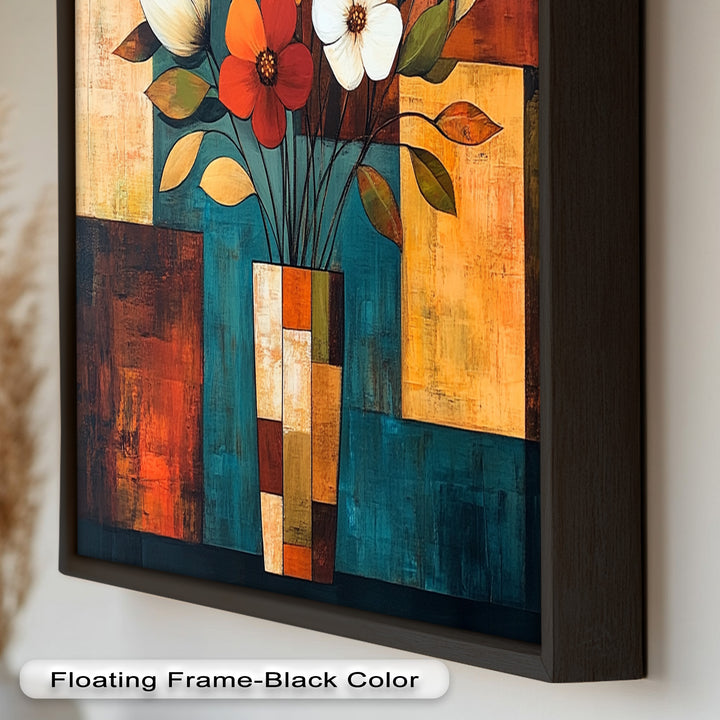 Geometric Bloom – Modern Floral Abstract Oil Painting
