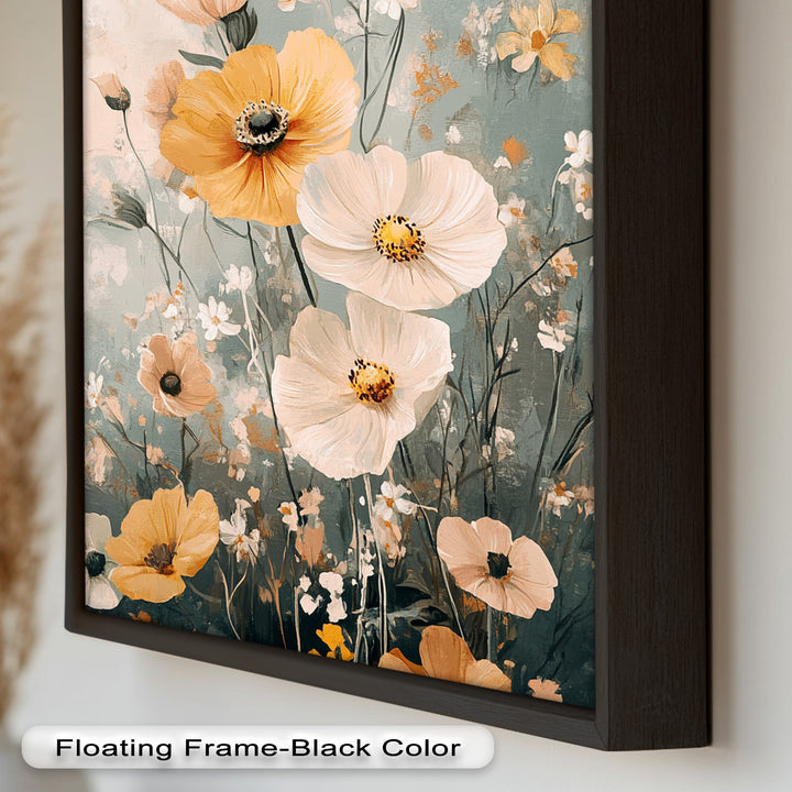 Golden Meadow Bloom - Boho Oil Painting