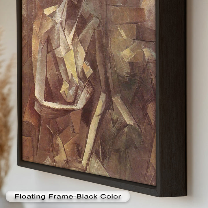 Sepia Kubistische Figur Wandkunst – Abstraktes Ölgemälde
