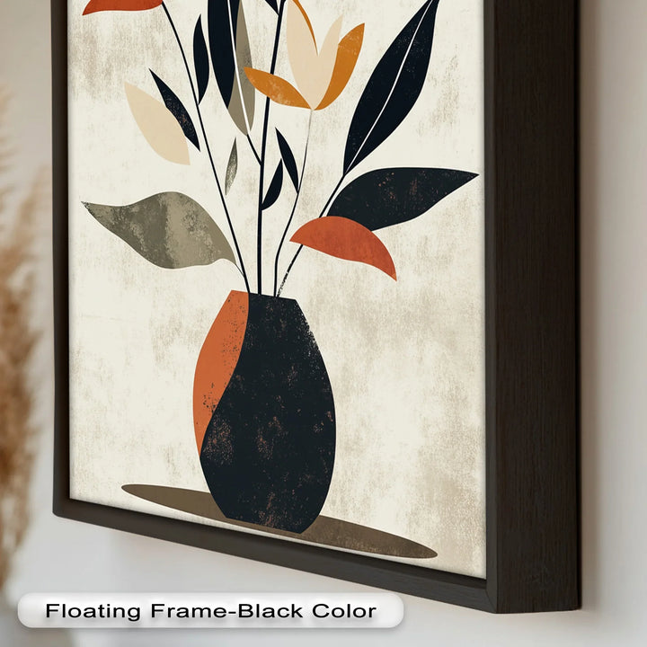 Earthy Boho Floral – Modern Abstract Vase Oil Painting - MyPhotoStation