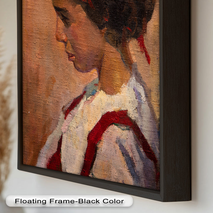 Side Portrait of a Young Woman in Red Ribbon - Picasso Oil Painting