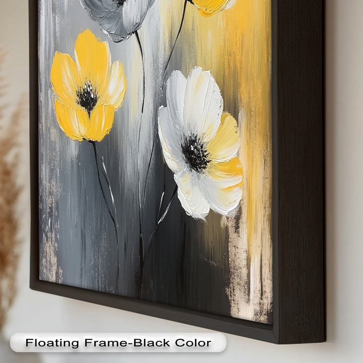 Golden Harmony – Yellow and White Floral Oil Painting