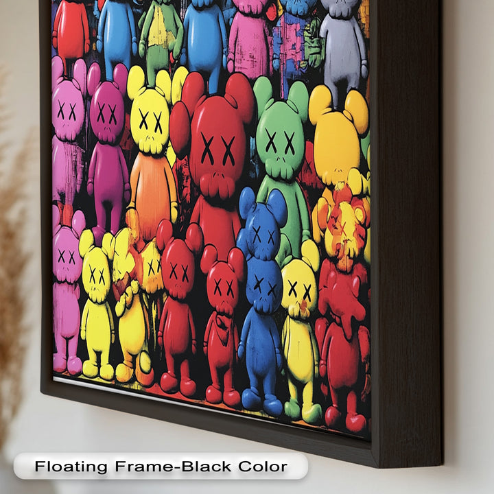 KAWS Rainbow Parade – Mehrfarbiges Pop-Art-Ölgemälde