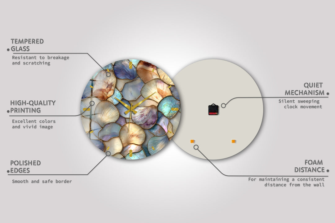 Muschelglas-Wanduhr – Küstendekor aus Perlmutt