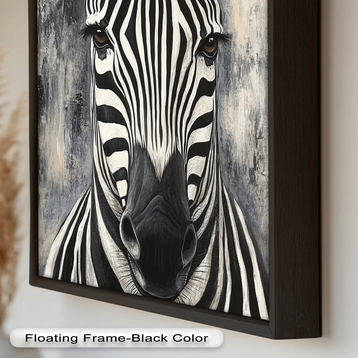 Zebra Portrait – Bold Black and White Animal Oil Painting