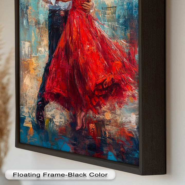 Flamenco Fire – Romantic Couple in Red Dress Oil Painting