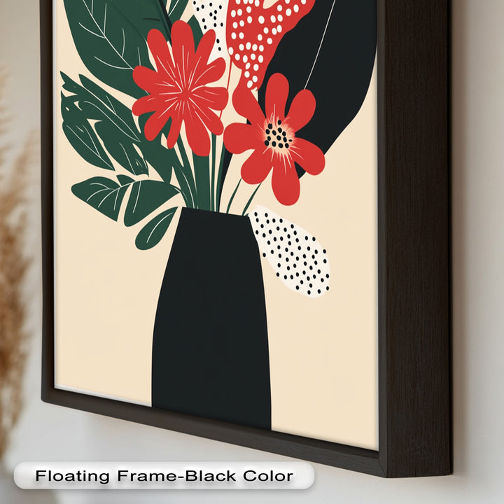 Purpurrote Blüte in monochromer Vase – Modernes florales Ölgemälde