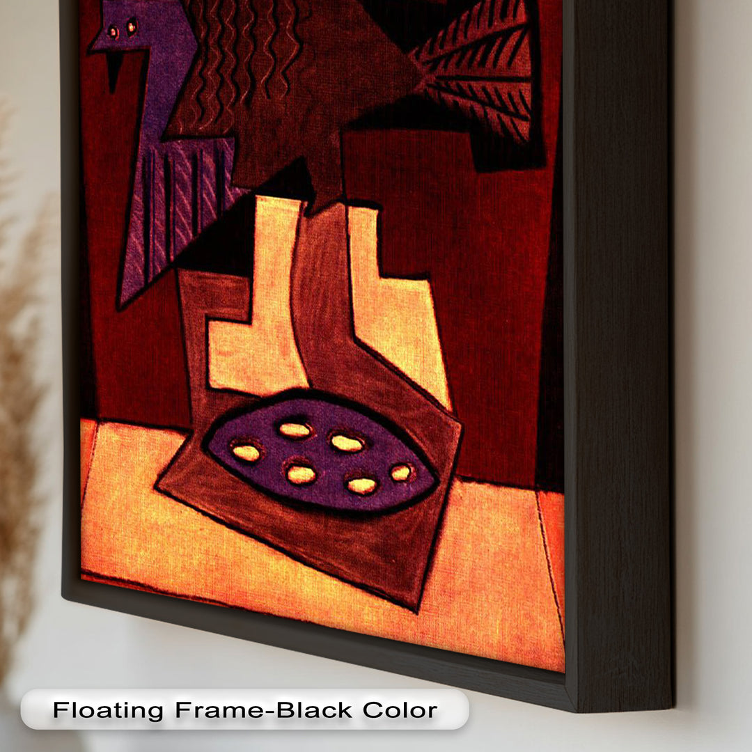 Geometric Bird Abstract Wall Art – Modern Cubist Oil Painting