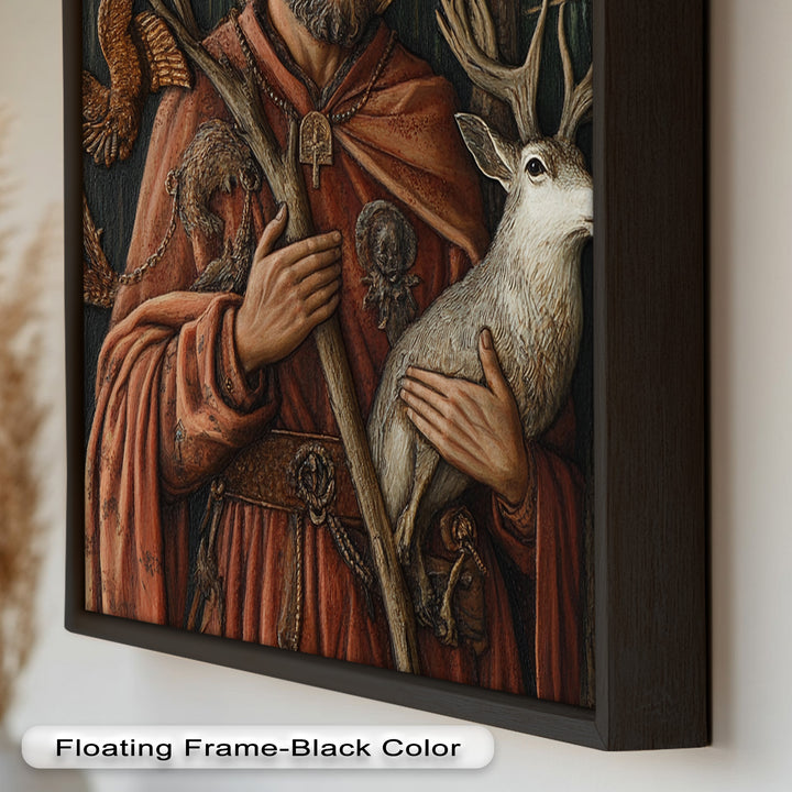 Saint with Deer Wall Art – Religious Oil Painting