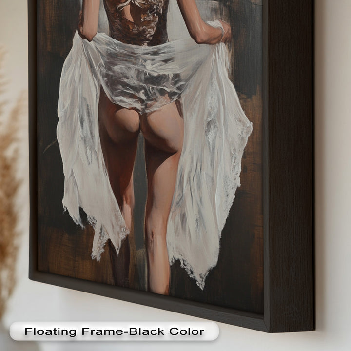 Soft Steps in Lace – Romantic Figurative Nude Oil Painting