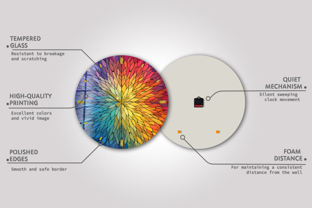 Rainbow Glass Wall Clock – Colorful Geometric Stained Glass Art