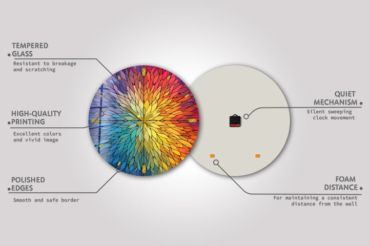 Rainbow Glass Wall Clock – Colorful Geometric Stained Glass Art