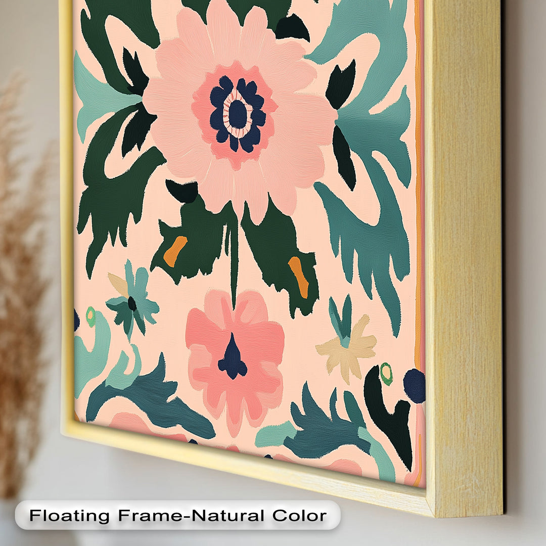 Folk Bloom – Symmetrisches Boho-Blumenölgemälde