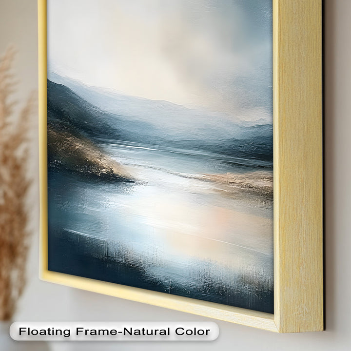 Misty Mountain Lake Landscape - Framed Oil Painting