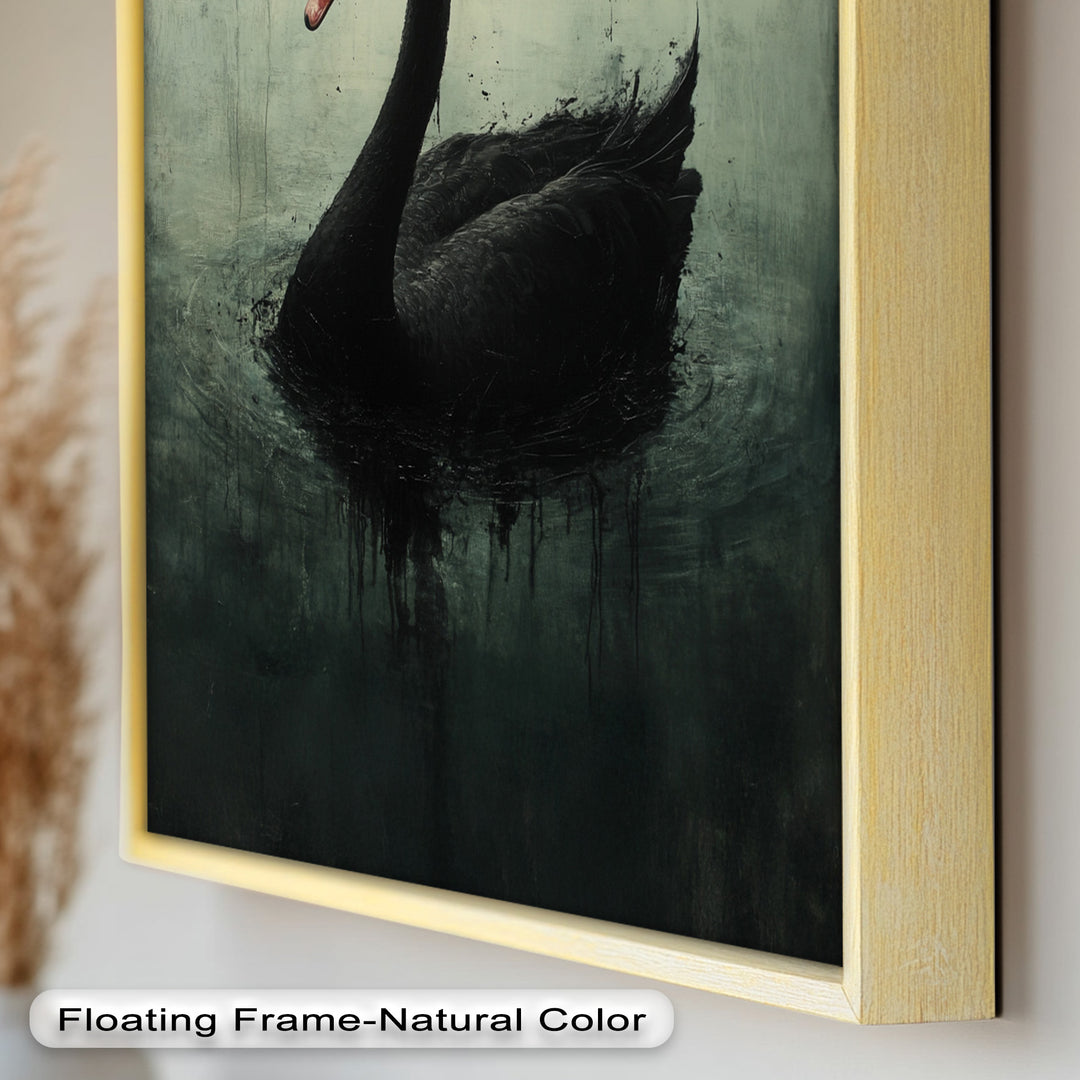 Solitary Grace – Moody Black Swan Oil Painting
