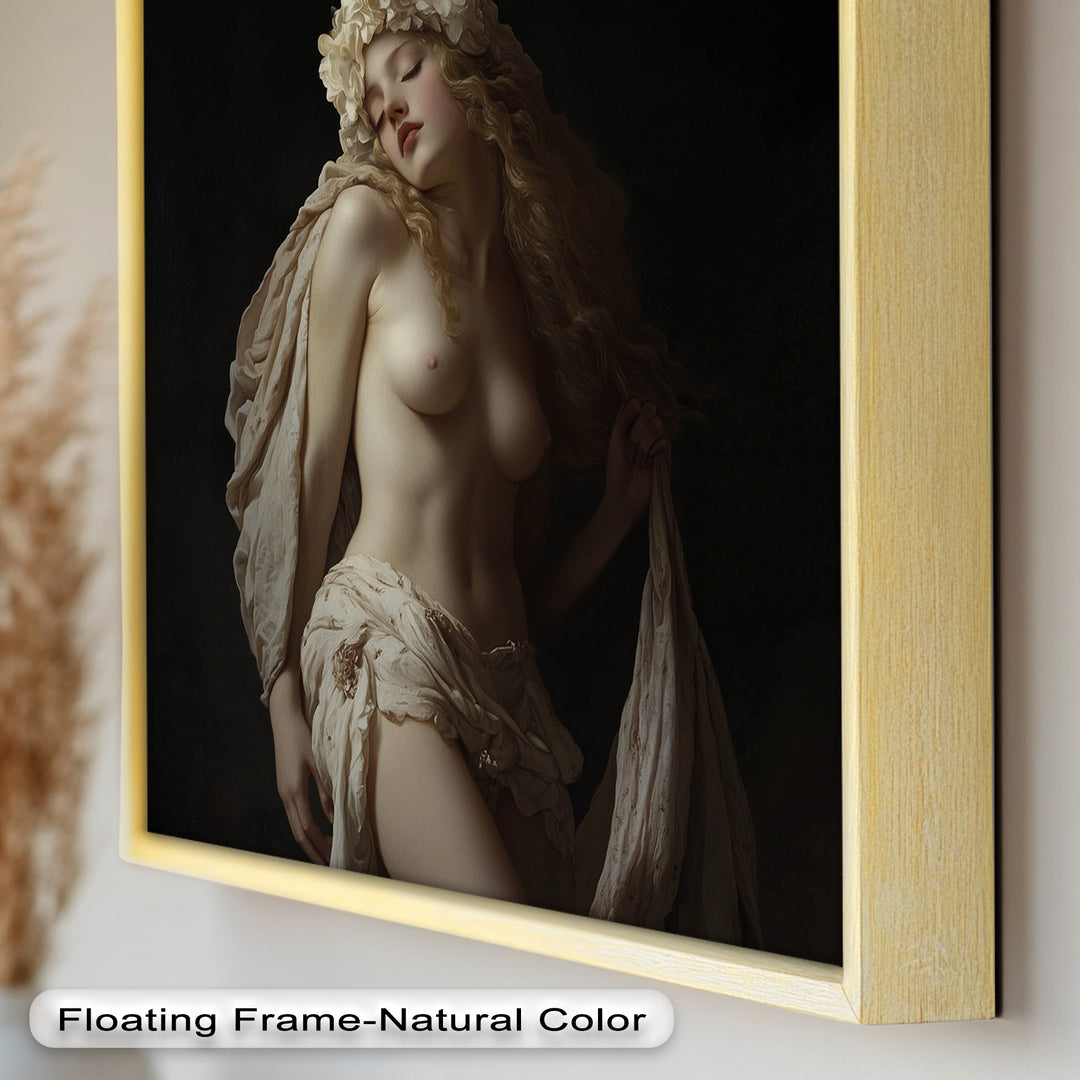 Moonlit Reverie – Classical Nude with Floral Crown Oil Painting