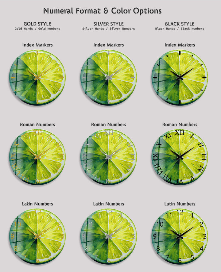 Limettenscheiben-Wanduhr aus Glas – Küchendekoration mit frischen Zitrusfrüchten